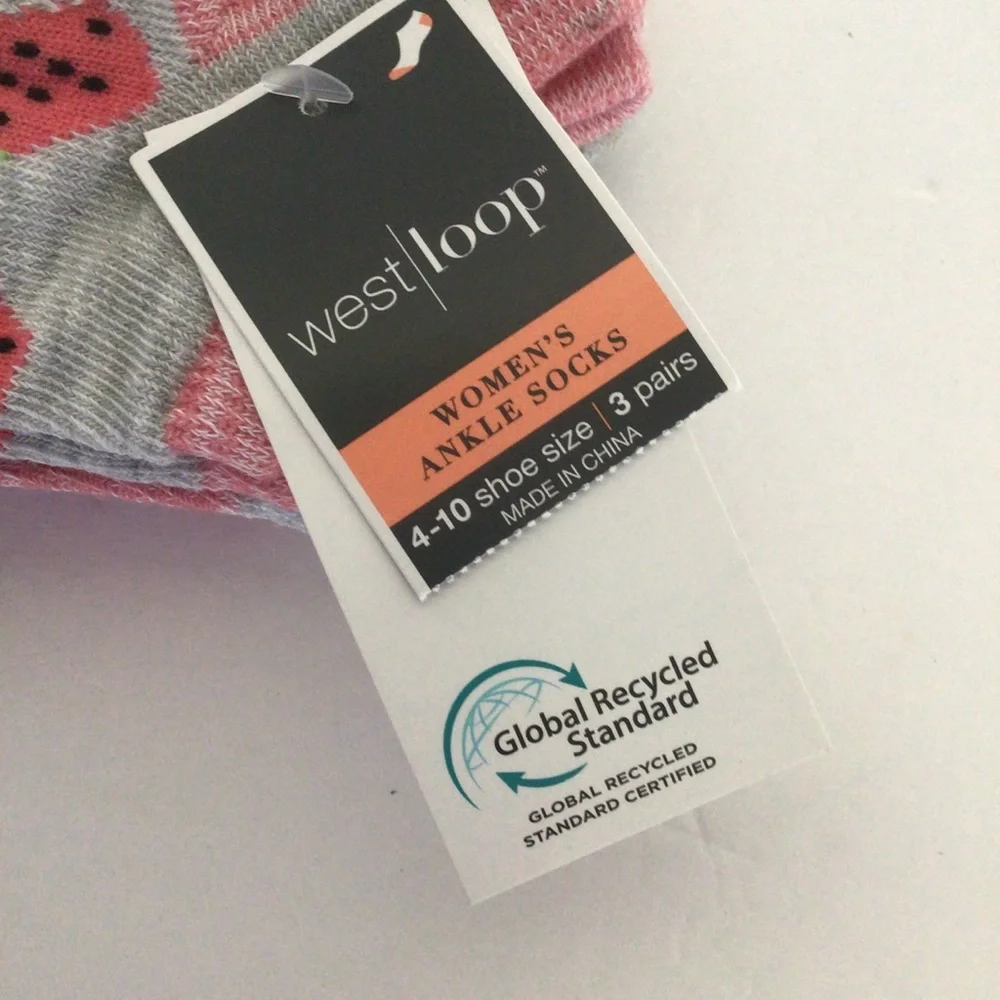 WEST LOOP 3 PAIRS LOW CUT ANKLE SOCKS NWT WATERMELON AND STRIPES